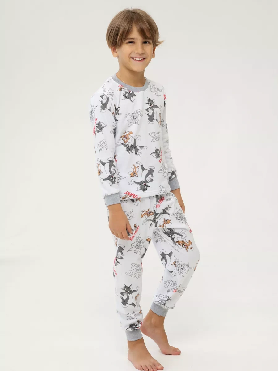 Lapula : &promokot Tom Ve Jerry Baskılı Çocuk Pijama Takımı Sıcak 188453059 Beyaz