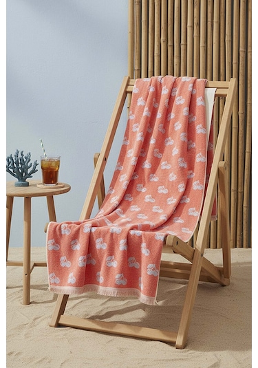 Mercan & Mavi Cherry %100 Pamuklu Plaj Havlusu 70x140 Cm