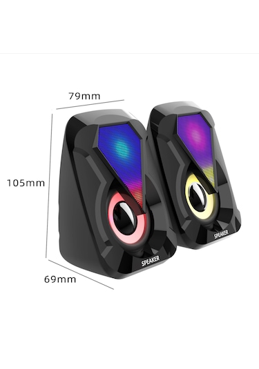 Leefei 1053 Bilgisayar Hoparlörü 1+1 Pc Hoparlörü Usb Speaker Rgb