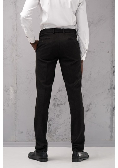 Ecer Regular Fit Düz Kalın Kışlık Gabardin Yan Cepli Pantolon Siyah