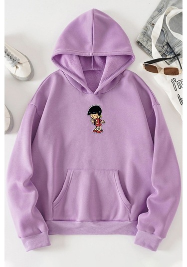 Chen Üzümlü Kekim Baskılı Sweatshirt Lila