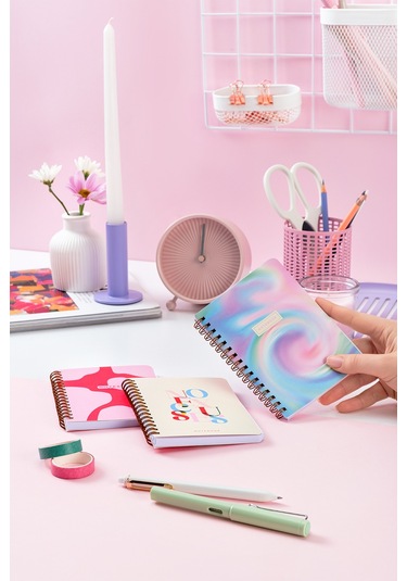 Cep Boy 10x14 Cm Spiralli Çizgili Karton Kapak 3'lü Defter Seti No Excuses Soyut Gradient Soyut