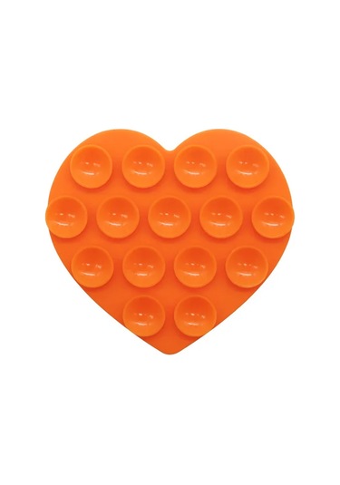 Goldenqian Kalp Şeklinde Çift Taraflı Silikon Vantuz Telefon Etiket Kendinden Yapışkanlı Kaymaz Emme Telefon Desteği Braketi Vantuz Orange Orange