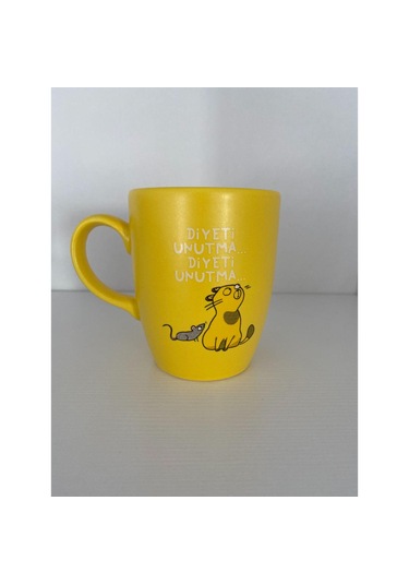 Diyeti Unutma Kupa Bardak Sarı Renk Çok Renkli