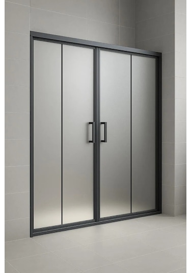 Durul Duşakabin Ön Cephe Siyah 5 mm Buzlu Yükseklik  190 cm