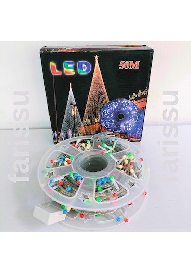 50 Metre Rgb Renkli Peri Led Işık Fişli Dış Mekan Dekoratif Aydınlatma RGB