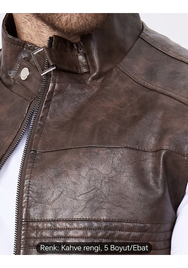 Uzun Hakim Yaka Regular Fit Hakiki Deri Yelek Kahverengi