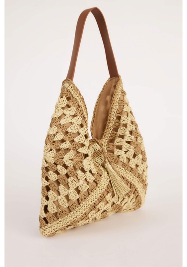 Defacto E1465axnsbg217 Kadın Hasır Omuz Çantası - Bej