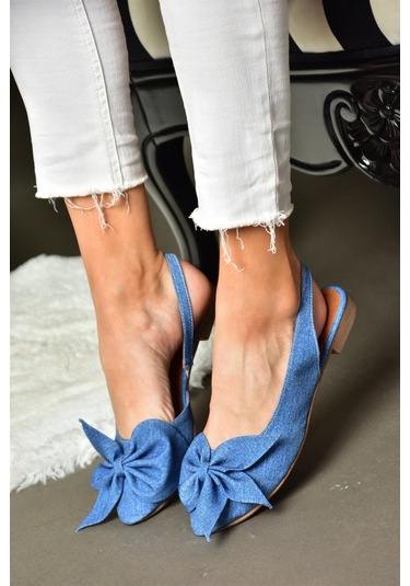 Fox Shoes H726809004 Lacivert Kot Kumaş Kadın Babet Lacivert