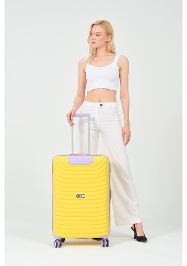 Keo-plus Sarı-lila Orta Boy Silikon Kırılmaz Pp Valiz Siyah