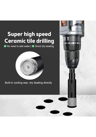 Yunboo 8mm Diamantlı Seramik, Granit, Cam Delme Aleti - Kuru Delme, Yüksek Hassasiyetli, Sürtünme Dayanıklı, Üçgen Saplı Matkap Ucu