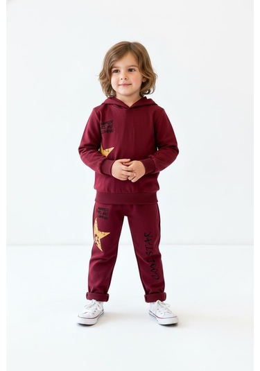 Cool Star Baskılı 2 Li Takım Bordo