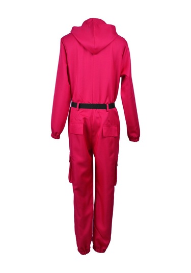 Çocuklar İçin Unisex Kalamar Oyunu 2 Kostüm Cosplay Tulum + Kalamar Oyunu Maskesi Cadılar Bayramı Kıyafeti Hediyeleri Parti 7-9 Yaş