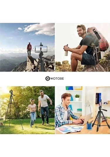 360 Derece Ayarlanabilir 1.36 Metre Kumandalı Telefon Kamera Uyumlu Sabitleyici Tripod