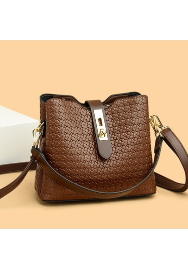 Yeni Şık, Modaya Uygun Omuz Çantası Büyük Kapasiteli Kadın Çantası Gündelik El Çantası Kova Çanta Kadın Kahve Rengi Ana Resim Rengi Diğer