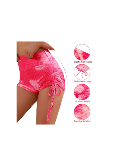 Skycity Kadın Yüksek Bel Yoga Şortu - Nefes Alabilen Kumaş, Yan Düğmeli, Koşu Ve Spor İçin Açık Mavi