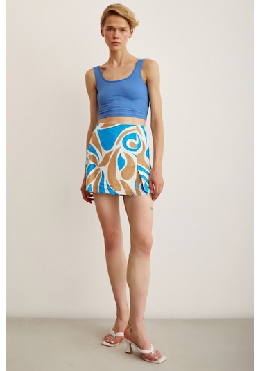 Trendquel Askılı Crop Bluz Mavi Mavi