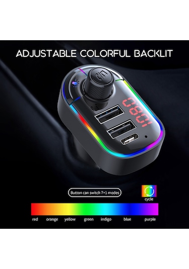 Tenfowee Araç İçi Bluetooth Fm Vericili Usb Ve Type C Şarj Cihazı - Siyah