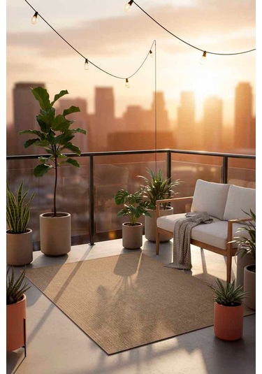 Sisal Jüt Hasır Model Dokuma Halı Toz Vermez, Kahve Kahve