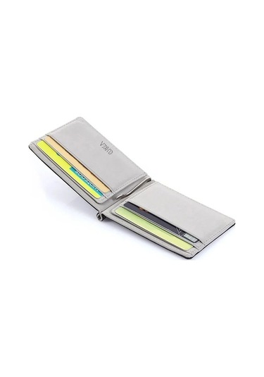 Createtech Marka Erkek Cüzdan, Kısa Deri Çanta, Pu Deri, Para Klipleri, Erkekler İçin Gray Gri Gri