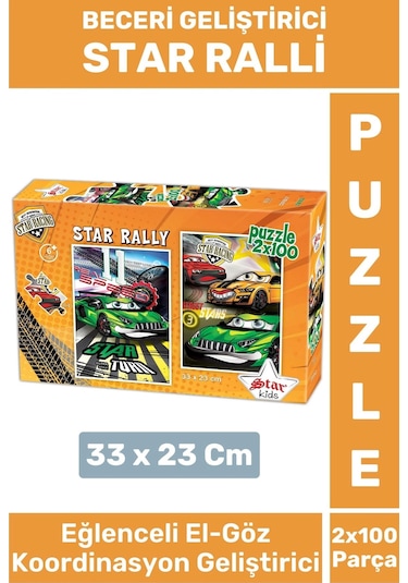 Premium Seri Eğlenceli El Göz Koordinasyon Beceri Geliştirici Çocuk 2x100 Puzzle Star Ralli