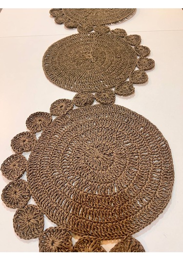 Finezza Hasır Handmade Örme Naturel Brown Runner 100 Cm - 1490