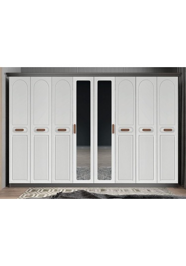 Falcon Membran 8 Kapaklı Gardırop Montaj Dahil Füme Beyaz 280 Cm