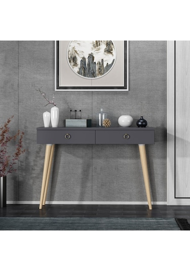 Dekorosso Arden Ahşap Ayaklı Modern Dekoratif Dresuar Antrasit