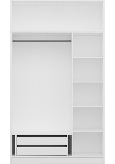 Minar Kale 3 Mebran Kapaklı 2 İç Çekmeceli Dolap Ve Yüklük Beyaz 255cm