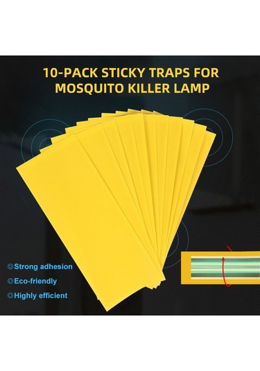 Neevoyu 10 Adet Tek Taraflı Sarı Kovucu Kağıdı - 34.5x11.2cm - Etkili Uçan Haşere Tutucu - Işık Altında Kullanımı Kolay - Kokusuz Ve Dayanıklı