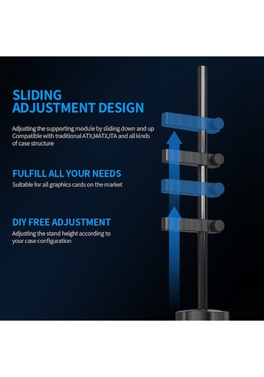 Reedark Alüminyum Masaüstü Ekran Kartı Tutucu Gm961 - Dikey Montajlı Sabitleyici Ayak - Siyah Soğutucu Stant