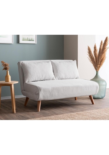 Folde 120 İkili Yataklı Katlanır Koltuk Teddy Beyaz Beyaz