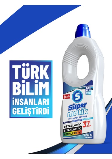 Süpermatik 3'ü 1 Arada Sıvı Çamaşır Deterjanı 1200 ML