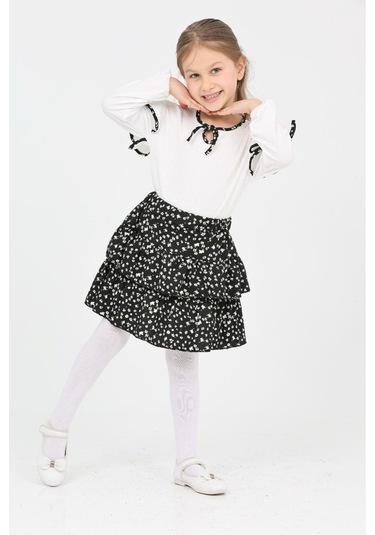 Kız Çocuk Bürümcük Etekli Ve Bluzlu 2li Elbise Etek+bluz 12189 Siyah