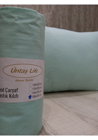Üntaş Tek Kişilik Lastikli Çarşaf + Yastık Kılıfı Mint Yeşili 1 Adet
