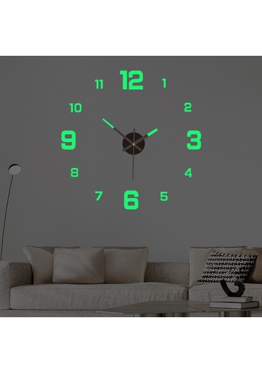 Hfambition Modern Gece Işık Saati, Dıy Duvar Saati, Kolay Kurulum, 60-90cm Akrilik Duvar Saati, Altın Renk. Renkli