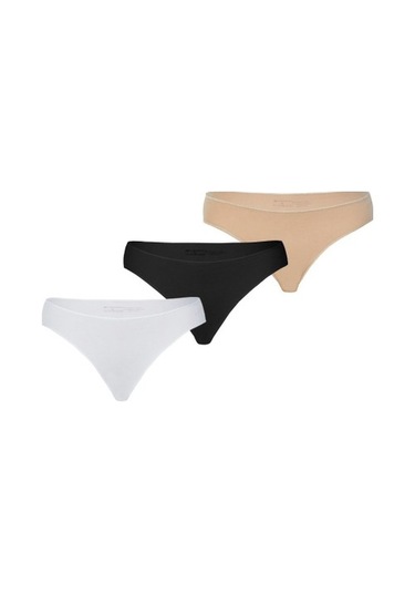 Blackspade Kadın Slip Külot 3lü Paket Essential 1574 - Beyaz Ten Siyah Beyaz - Ten Rengi - Siyah