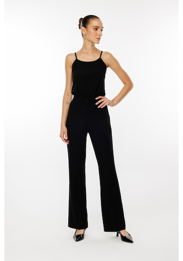 Moda İlgi Kadın Boru Paça Klasik Takım Pantolon T04527 Siyah Siyah