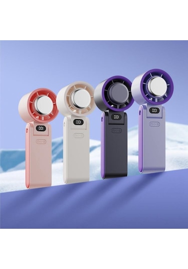 Y19 Akıllı Buz Sıkıştırma Katlanır El Taşınağı Fan Buz Mavisi Mor