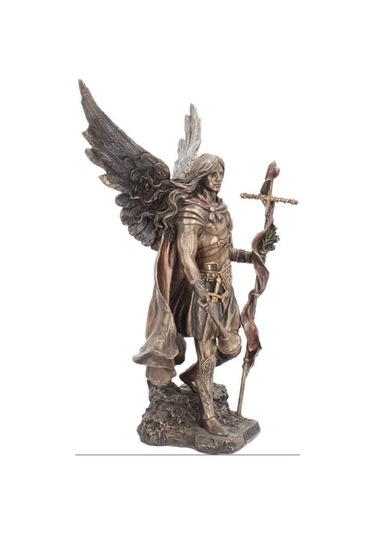 Aziz Gabriel Bronz Melek Heykel Biblo Dekor