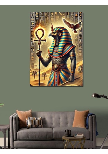 Kanvas Tablo Mısır Tanrısı Ve Hiyeroglifler 70cmx100cm