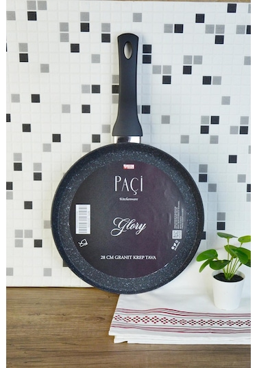 Nishev Krep Tavası Granit Ezme Mat Siyah 28 Cm