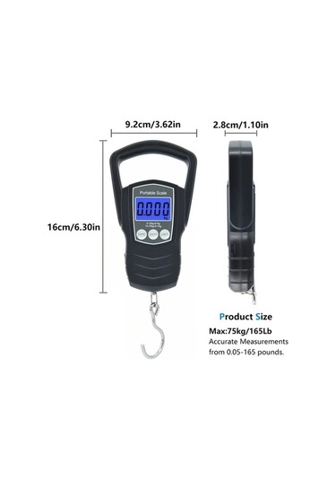 Fastbuy Lcd Ekranlı Taşınabilir Dijital Yay Ağırlığı 75 Kg 165 Lb Ev Bagaj Küçük Nesne Tartısı Hassas Kompakt Asma Toka Aaa P -