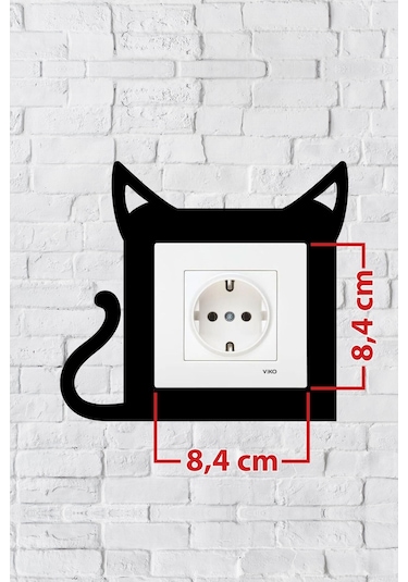 Kedi Tasarım Priz Çerçevesi İç Ölçü 8,4x8,4 Cm Dekoratif Priz - Anahtar Çerçevesi