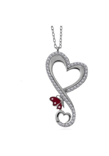 Blackcraft 925 Ayar Gümüş Kalpli Kelebek Kadın Kolye Koleksiyon