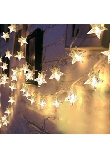 Mobgift 3 Metre Sarı Işık Yıldız Led Dize Dekoratif Aydınlatma Pi Sarı