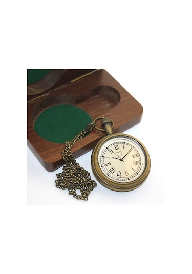 Ahşap Kutulu Pirinç Köstekli Saat Ksk2054 01