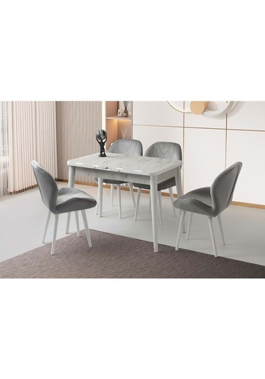 Mobilgen Marmo 120+30 Kelebek Kütük Hg Açılabilir Masa Mermer Desen