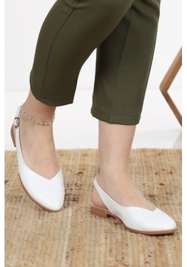 Kadın Misty Beyaz Arkası Acık Sivri Burun Günlük Babet Beyaz