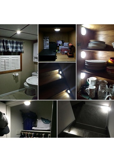 Teltree Hareket Sensörlü 6 Led Gece Lambası - Otomatik Açma/kapama, Pilli Dolap Koridor Aydınlatma Gümüş